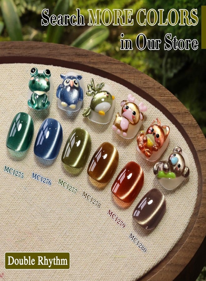 دابل ريذم طلاء أظافر جل مزدوج الإيقاع 0.5 أونصة بتصميم عين القطة مع مغناطيس، نفس اللون، نفس الزجاجة، لون لامع ثلاثي الأبعاد، لون شفاف، صالون تجميل 15 مل، فن الأظافر المغناطيسي (أخضر حكيم - MC1277) - Image 5